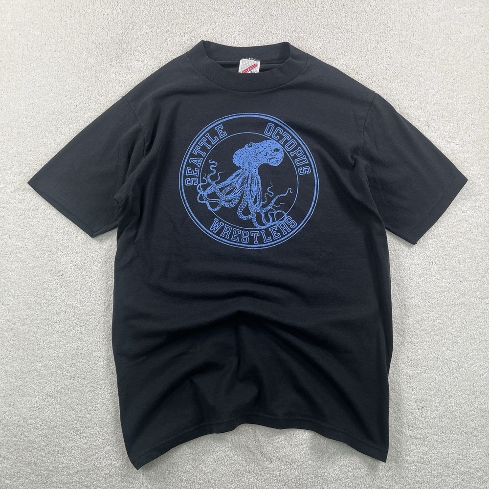 Vtg 80's Seattle Octopus Wrestlers Tshirt Medium Single Stitch Jerzees Made USA